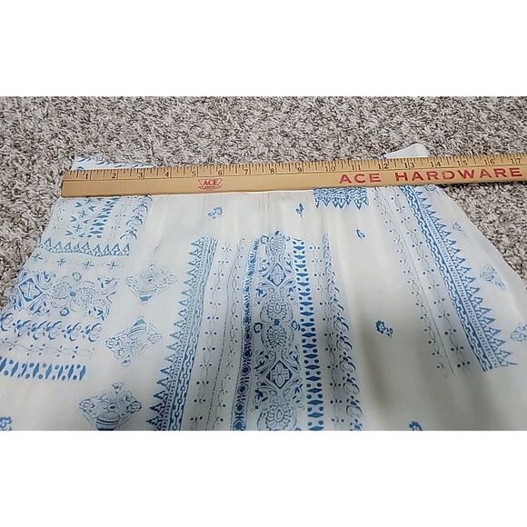 Ba&sh Lady Skirt Women Sz M Londer Midi Ecru Blue Folklore Block Print Bash EUC - Picture 6 of 15